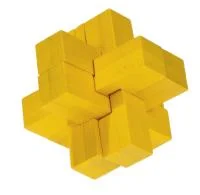 Fridolin 3D Логически Бамбуков Пъзел****-Yellow Block Cross -17188