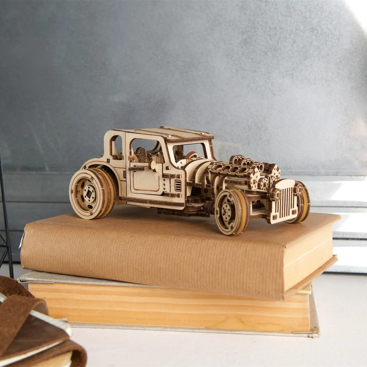 Ugears Hot Rod Furious Mouse - Състезателен автомобил-3Д дървен  механичен модел-70192