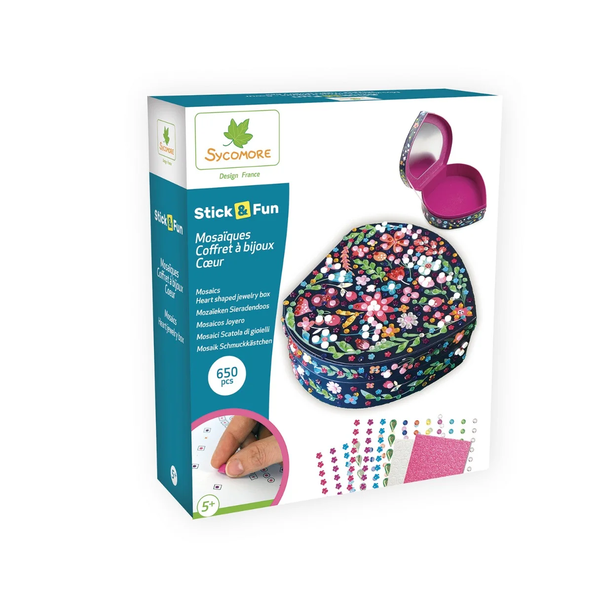 Sycomore Stick'N Fun-3D Мозайка и мъниста-Кутия за бижута-Сърце-5y+