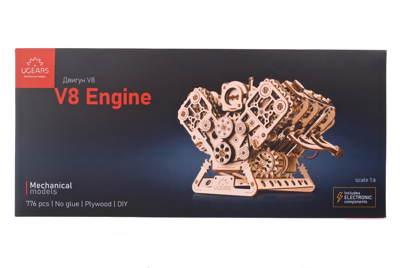 Ugears Engine V8 Двигател  -3Д модел-Дърво-Мащаб 1:6 - 70264