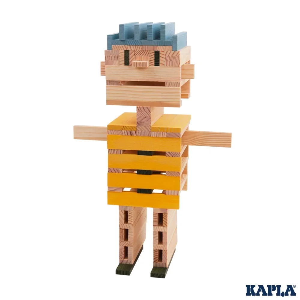 KAPLA&reg; Кутия 120 дървени елементи-натурално, жълто, синьо, зелено