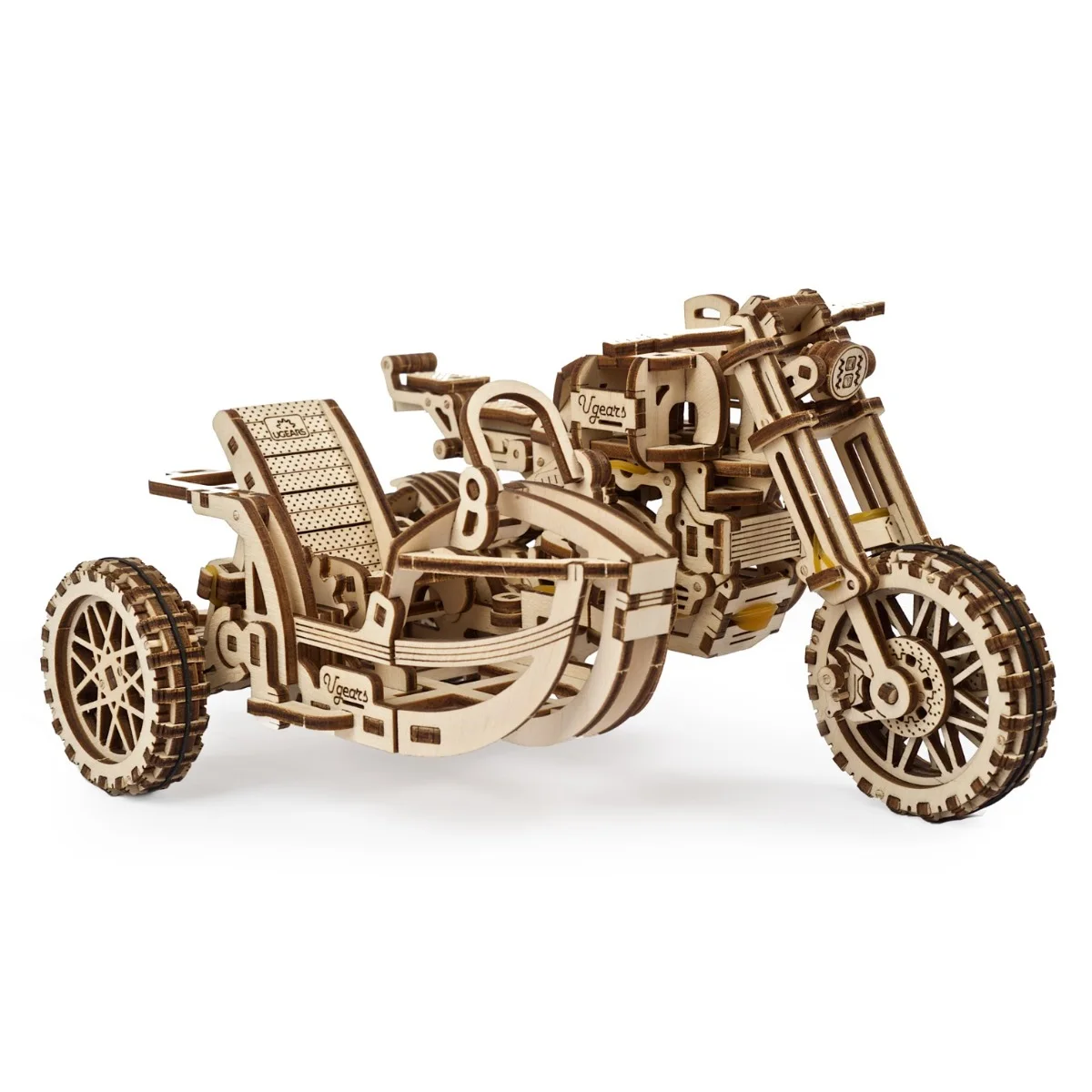 Ugears Scrambler UGR-10-Мотоциклет с кош&ndash; Механичен 3D дървен пъзел-70137