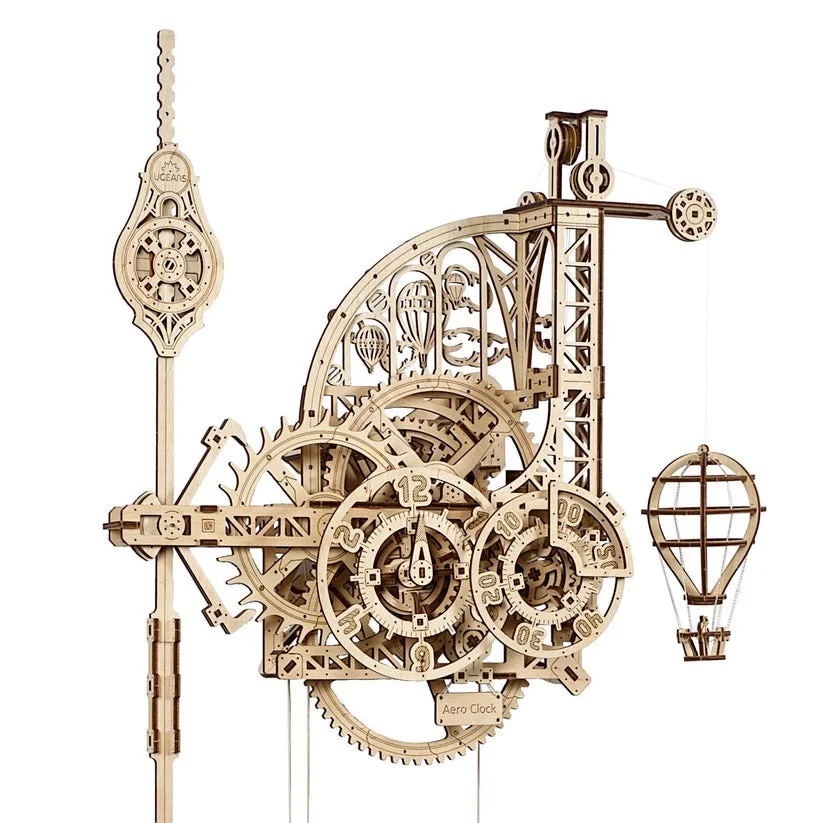 Ugears Aero Clock - Стенен часовник с махало-3Д пъзел-Дърво - 70154