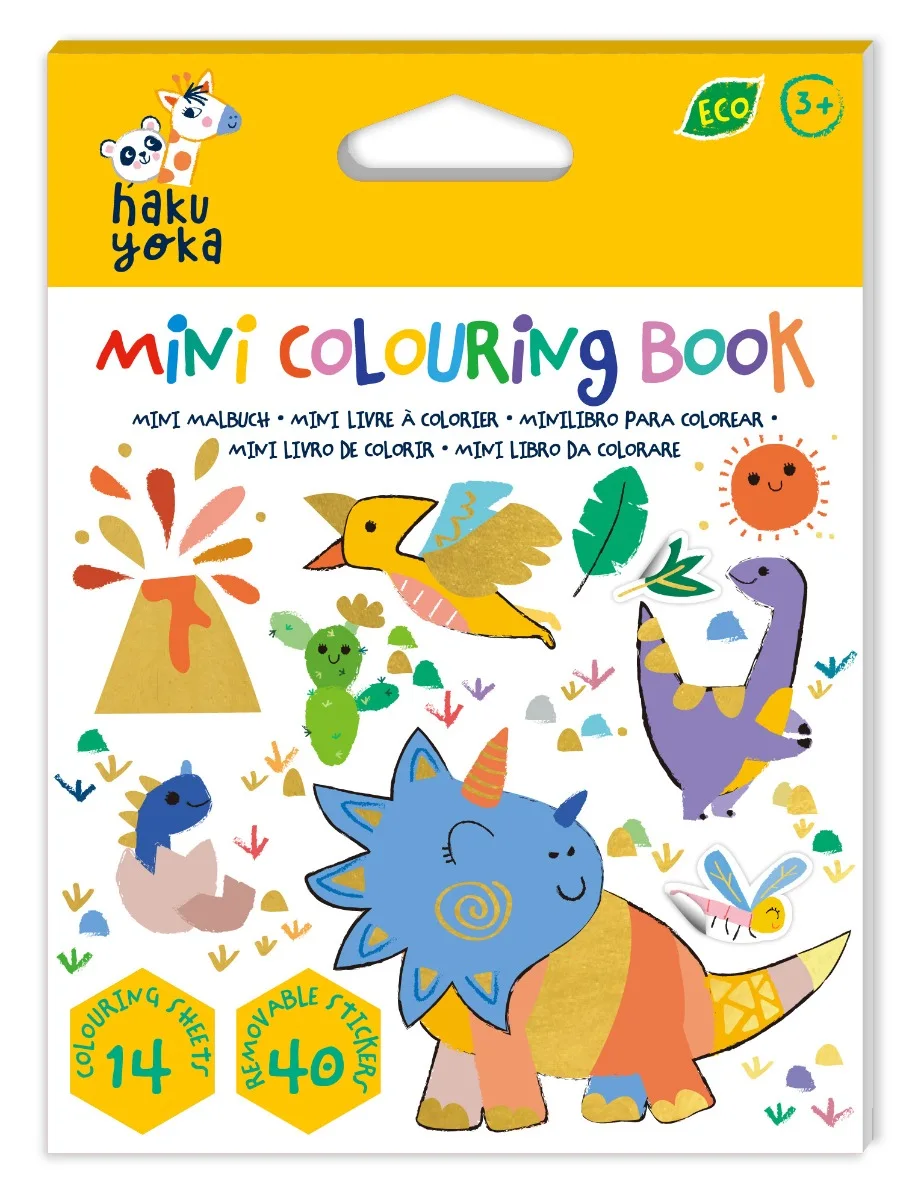 Haku Yoka Мини Книжка за Оцветяване-Дино HY253180