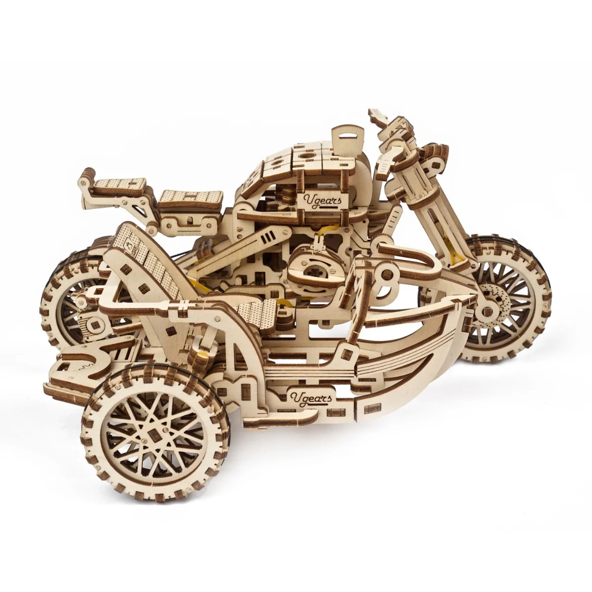 Ugears Scrambler UGR-10-Мотоциклет с кош&ndash; Механичен 3D дървен пъзел-70137