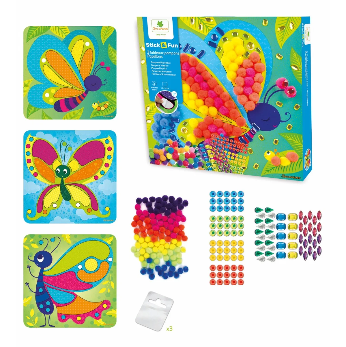 Sycomore Stick'N Fun-S-Апликации с помпони-Пеперуда-3y+