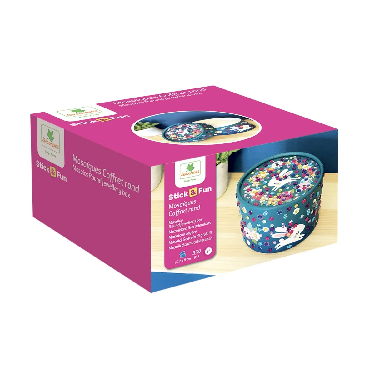 Sycomore Stick'N Fun-3D Мозайка и мъниста-Кръгла Кутия за съхранение-5y+