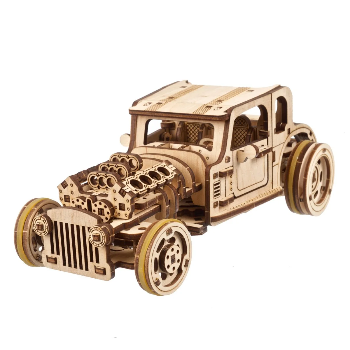 Ugears Hot Rod Furious Mouse - Състезателен автомобил-3Д дървен механичен модел-70192