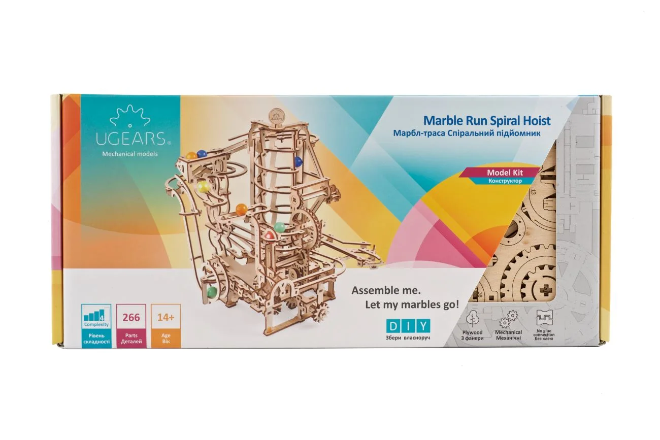 Ugears Marble Run Spiral Hoist - Писта Спирален подемник за мраморни топчета-70177