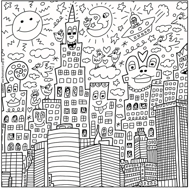 Fridolin Рисунка в рамка-James Rizzi-4 рис.-Оцве -11153