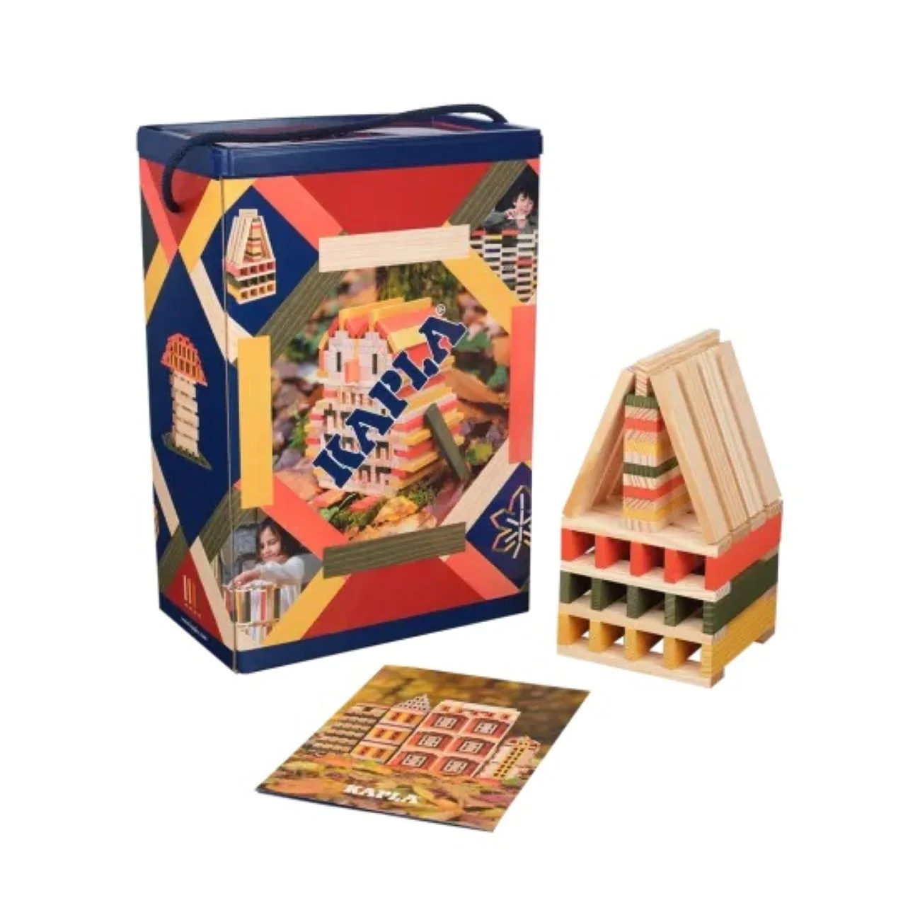 KAPLA&reg; Кутия 200 дървени елемента-ЕСЕН-140 натурални и 60 цветни