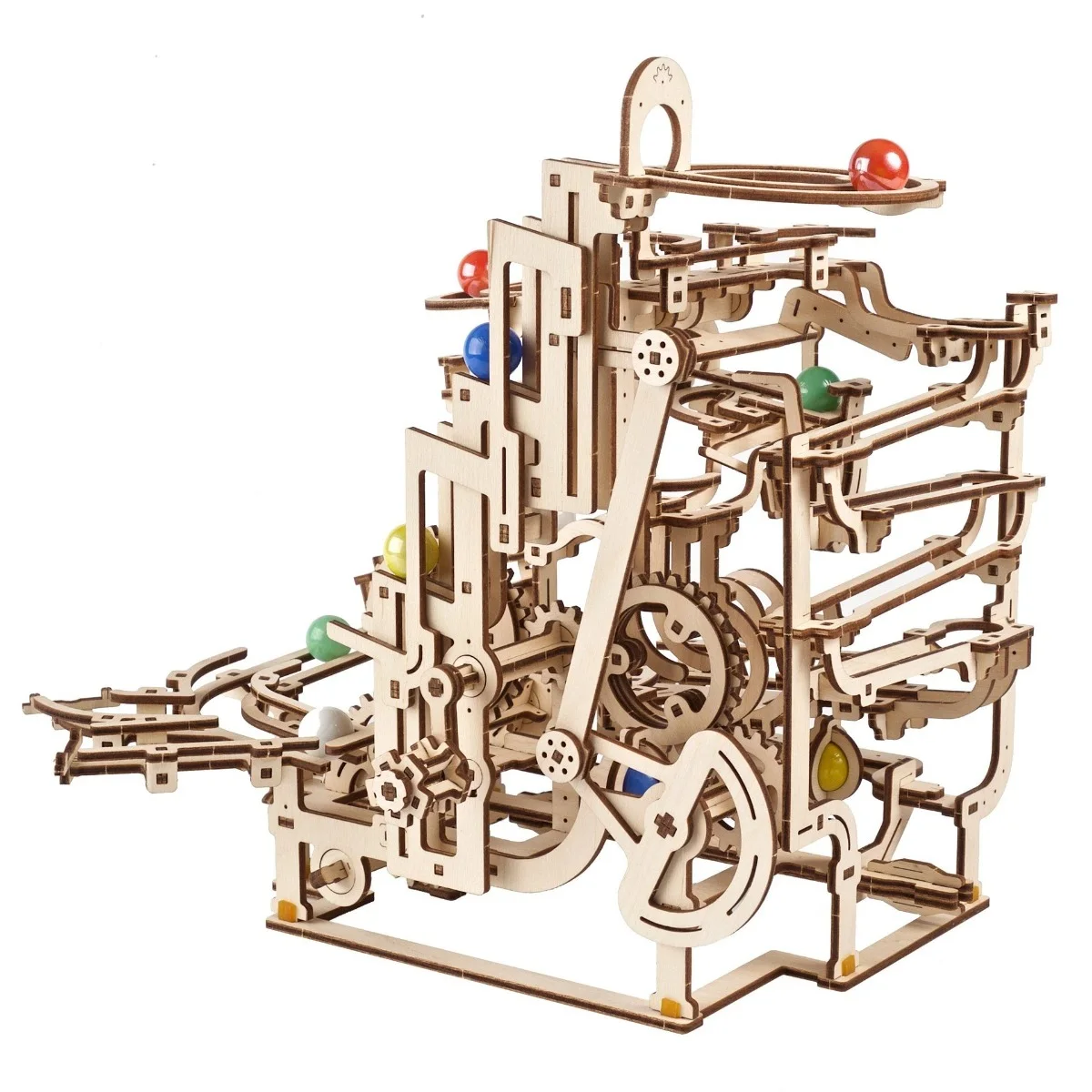 Ugears Marble Run Tiered Hoist&ndash; Писта със стъпаловидно повдигане -Механичен 3D дървен пъзел-70156