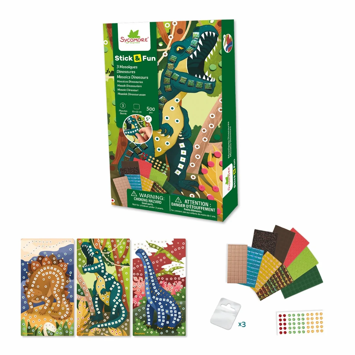 Sycomore Stick'N Fun-XS-Мозайки и мъниста-Динозаври-5y+