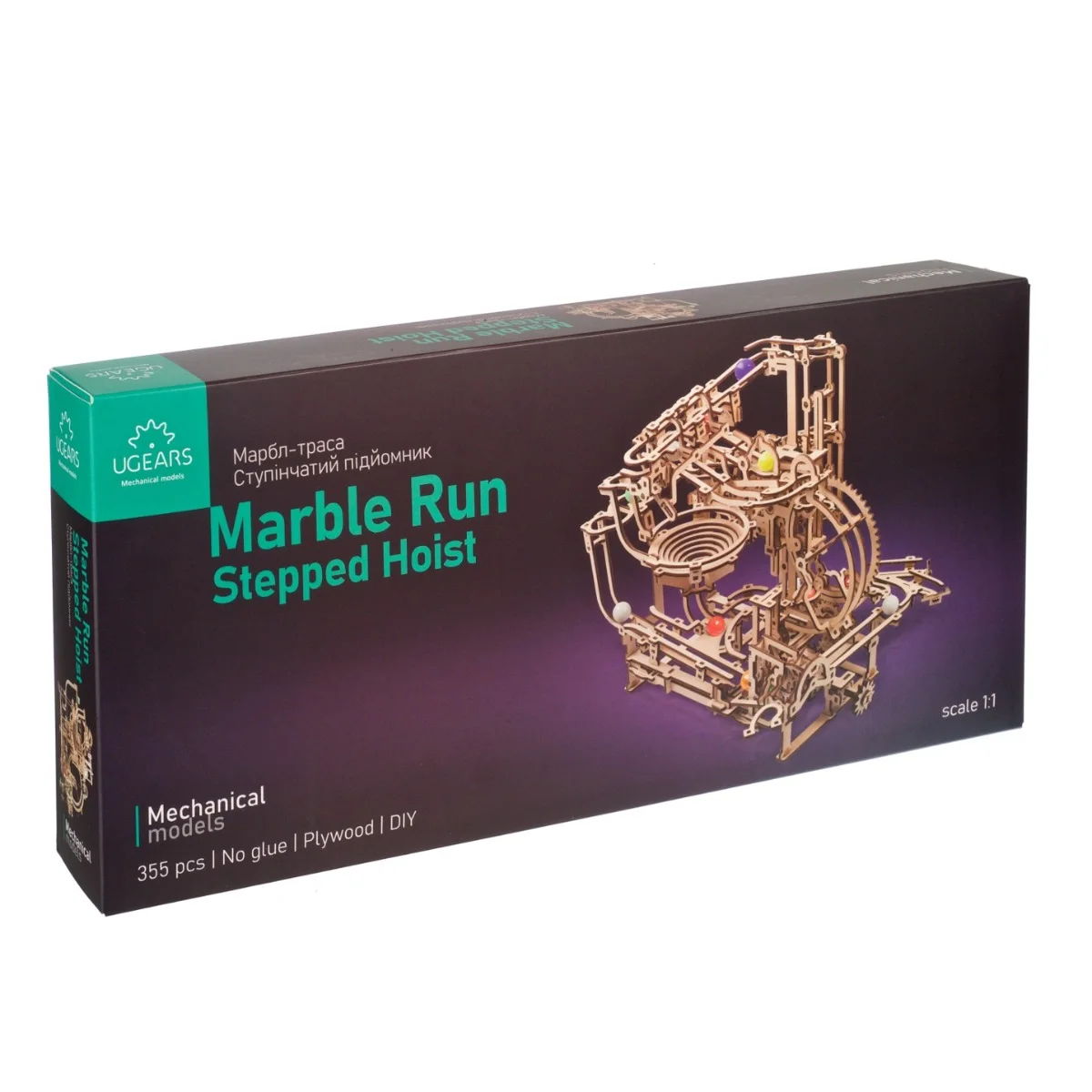 Ugears Marble Run Stepped Hoist&ndash; Писта с постъпателно задвижване -Механичен 3D дървен пъзел-70156