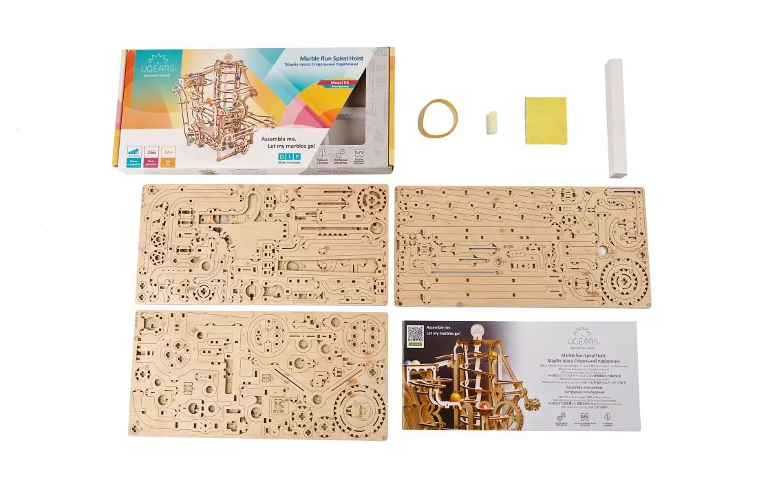 Ugears Marble Run Spiral Hoist - Писта Спирален подемник за мраморни топчета-70177
