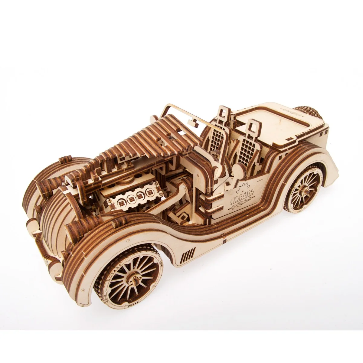 Ugears 3D Дървен пъзел Roadster VM-01 &ndash; Механичен автомобил - 70052