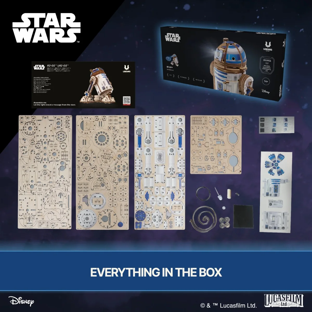 Ugears Star Wars R2-D2&trade; - Модел за сглобяване