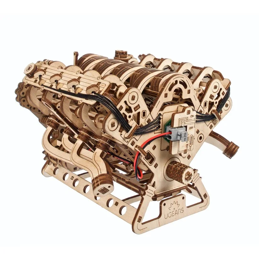 Ugears Engine V8 Двигател  -3Д модел-Дърво-Мащаб 1:6 - 70264