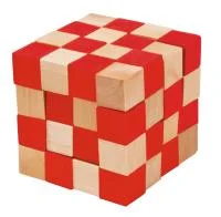 Fridolin 3D Дървен Логически пъзел Master Cube - натур/червено-17192