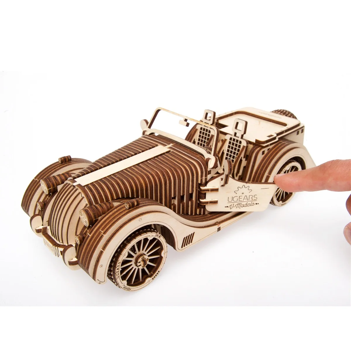 Ugears 3D Дървен пъзел Roadster VM-01 &ndash; Механичен автомобил - 70052