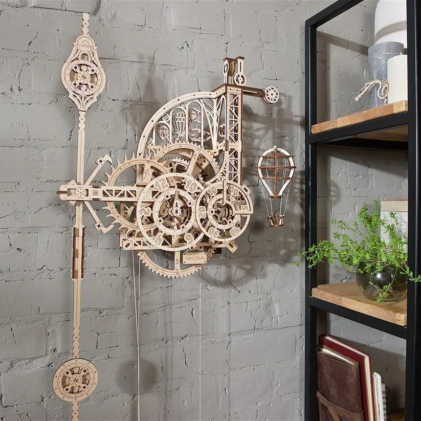Ugears Aero Clock - Стенен часовник с махало-3Д пъзел-Дърво&nbsp;- 70154