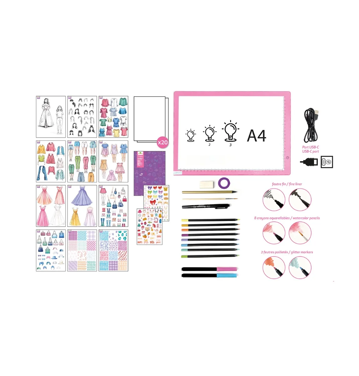 Sycomore Artissimo-XXL-Ателие за модни рисунки-Подложка с LED светлина-7y+
