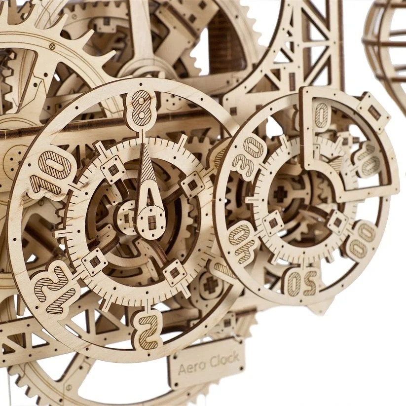 Ugears Aero Clock - Стенен часовник с махало-3Д пъзел-Дърво&nbsp;- 70154