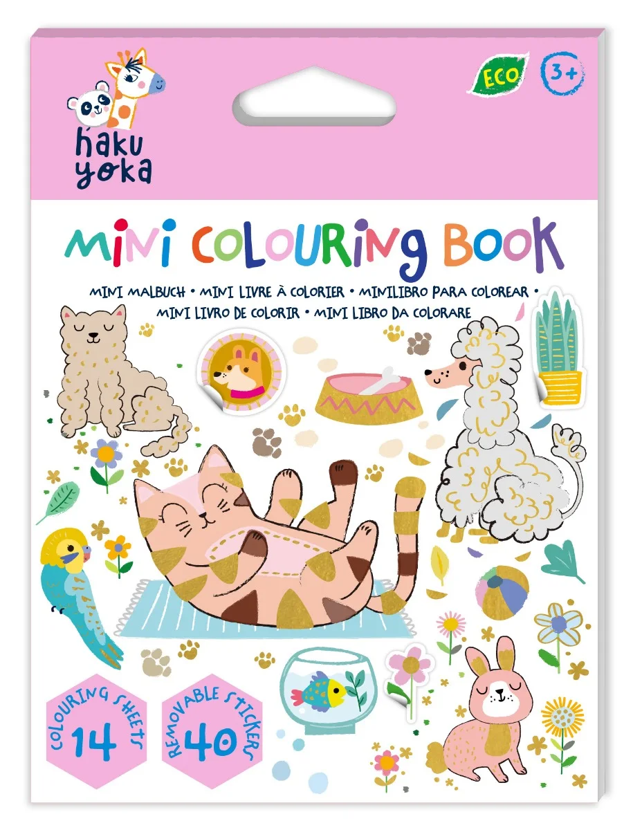 Haku Yoka Мини Книжка за Оцветяване-Домaшни Любимци HY253179